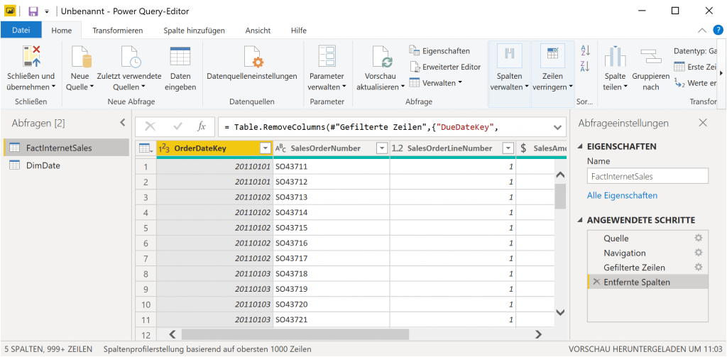 Abfragen in Power BI