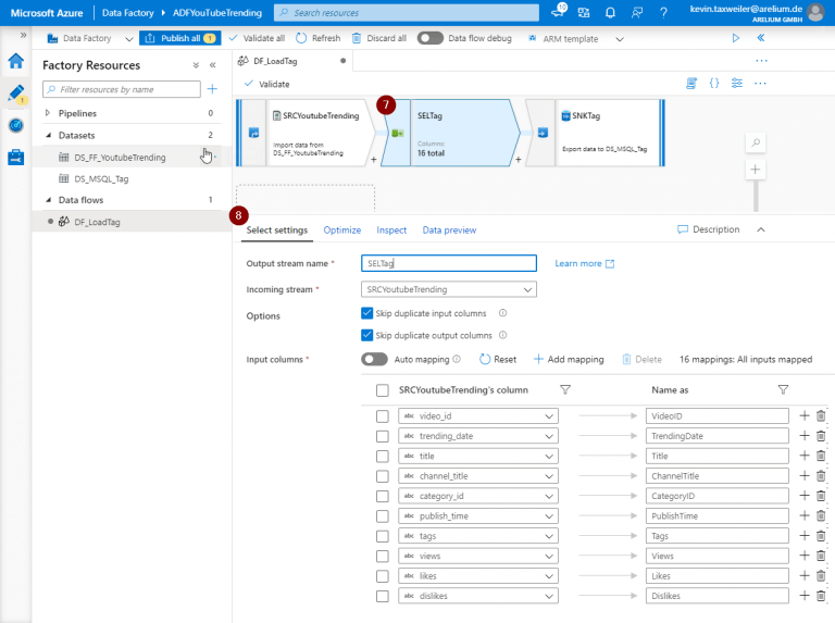 SELECT-Tranformation und SPALTEN LÖSCHEN