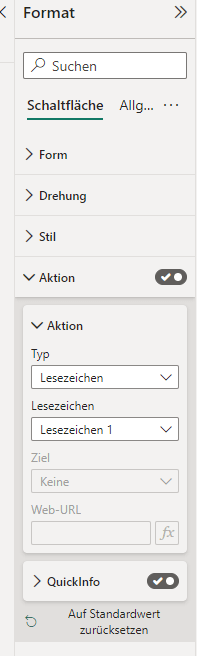 Power BI Lesezeichen Knopf