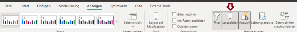 Power BI Lesezeichen Reiter