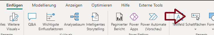 Power BI Lesezeichen einfügen