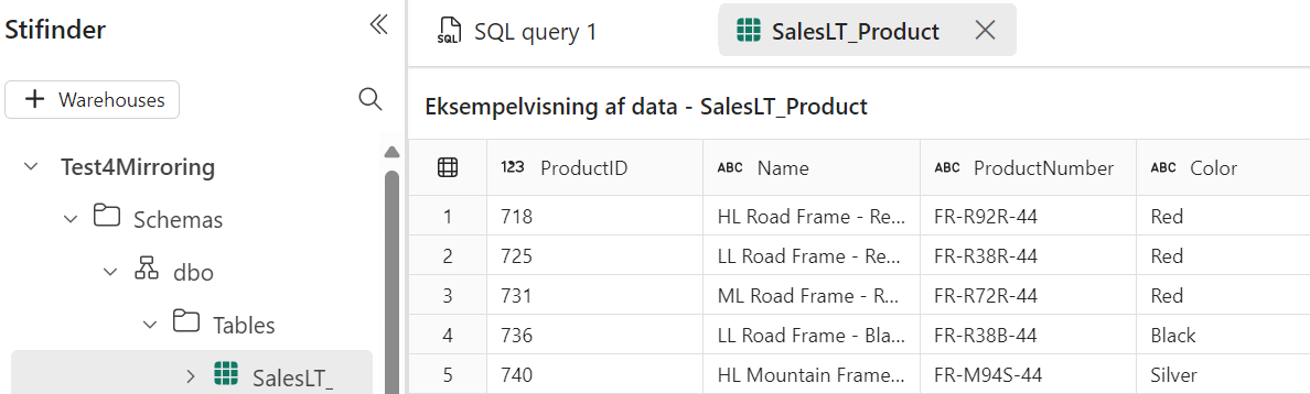Tabellenzugriff Fabric