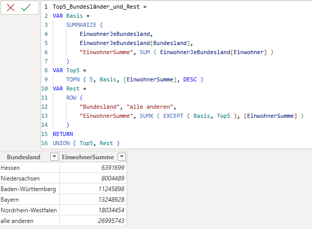 Top 5 Bundesländer mit Rest in DAX