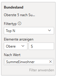 Top N in Power BI über Filter einstellen